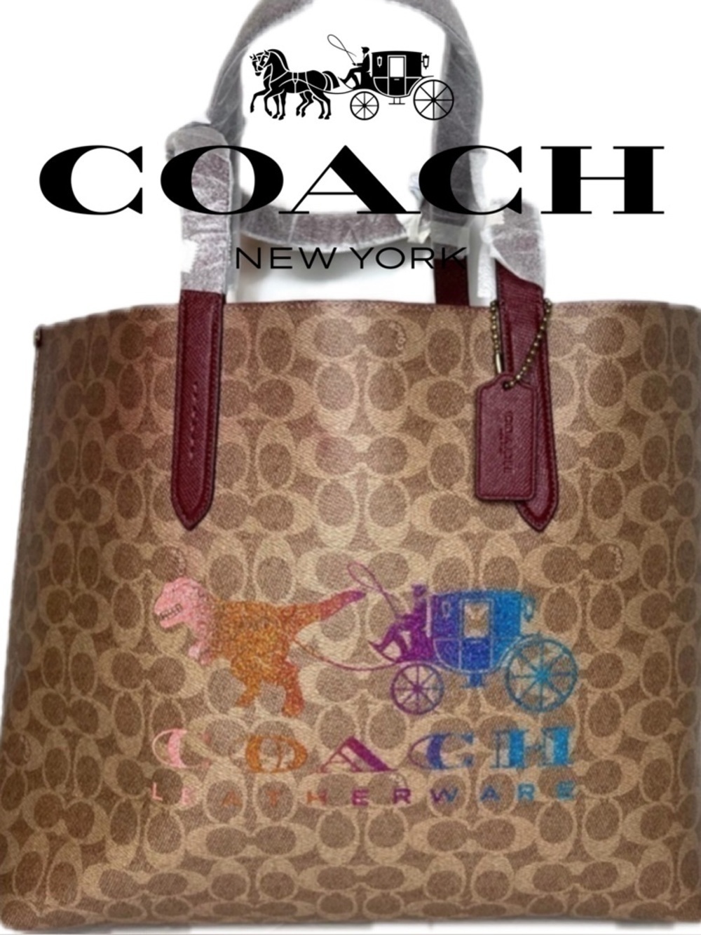 Coach 338775 Signature Heritage Horse and Carriage MultiColor Tote Bag NWT Macys